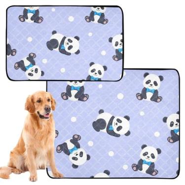 Imagem de Almofadas de xixi laváveis para cães, desenhos animados, pandas, manchas brancas roxas, almofada reutilizável para treinamento de filhotes, à prova de vazamento, impermeável, tapete de cercadinho para