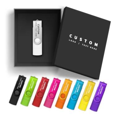 Imagem de Pen drive USB C personalizado, giratório 2 em 1, OTG tipo C/USB, pen drive portátil, armazenamento externo de data para iPhone, Android, tablet, laptop, PC (50 peças, 64 GB)