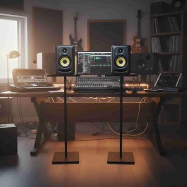 Imagem de Promoção Suporte Pedestal Altura Regulável Para Caixas De Som,Studio Krk,Yamaha,Edifer,ferro MDF