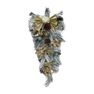 Imagem de Sclmgo Guirlanda de Natal Nevosa para Porta de Entrada, Enfeite Decorativo para Pendurar Na Janela, Festa de Fim de Ano, Escritório, Decoração de Natal, Ouro
