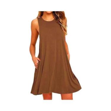 Imagem de Vestido feminino verão casual camiseta vestidos praia cobrir simples p