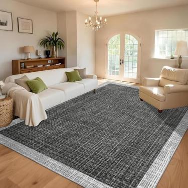 Imagem de Enkor Tapetes de área, 22 x 30,5 cm, lavável, antiderrapante, simples, macio, para sala de estar, quarto, tapete moderno para entrada de cozinha, cinza escuro