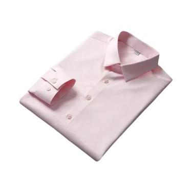 Imagem de Camisa masculina casual e elegante de manga comprida de cor sólida sem