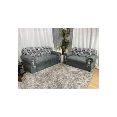 Imagem de Jogo de sofá de 2 e 3 lugares Cinza Floral - Multi Móveis