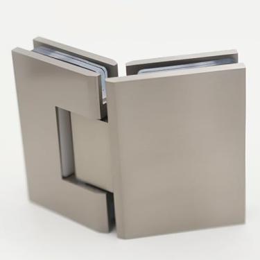 Imagem de NovaNectar Dobradiça de porta de chuveiro de latão 135°, substituição de ferragens de vidro para porta de chuveiro resistente para box de chuveiro de vidro temperado de 8 a 12 mm (níquel escovado, 1