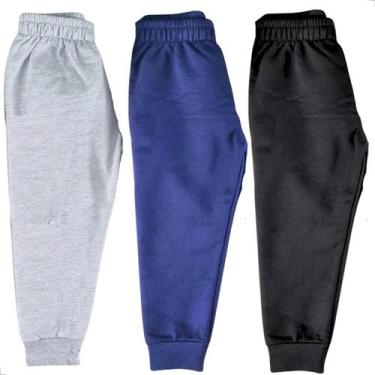 Imagem de Kit 3 Calça Moletom Infantil Juvenil Outono Inverno Algodão - Techmalh