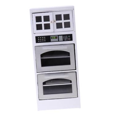 Imagem de menolana Armário de forno de micro-ondas em escala 1:12, mini móvel decorativo, mini armário de despensa para armazenamento, modelo para maquete de cena de