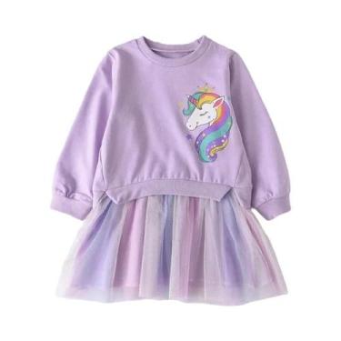 Imagem de Vestido De Princesa Unicórnio Para Meninas Primavera Outono Festa De A