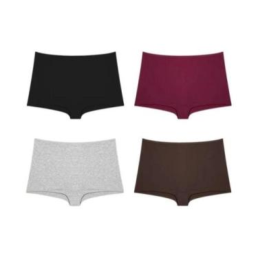 Imagem de Calcinhas Esportivas Femininas De Algodão Sem Costura 4 Peças Cores Só