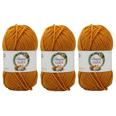 Imagem de Sunny Cat Happy Yarn, conjunto de 3 fios de lã, tricô e crochê, feito na Turquia (Harvest Gold 72061)