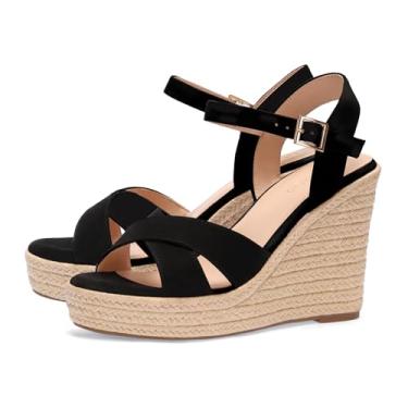Imagem de VICKI·VICKI Sandália plataforma feminina com tira no tornozelo e bico aberto, Preto-4#, 40