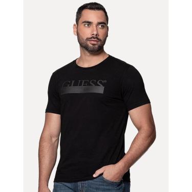 Imagem de Camiseta Guess Masculina Rubber Logo Sash Preta-Masculino