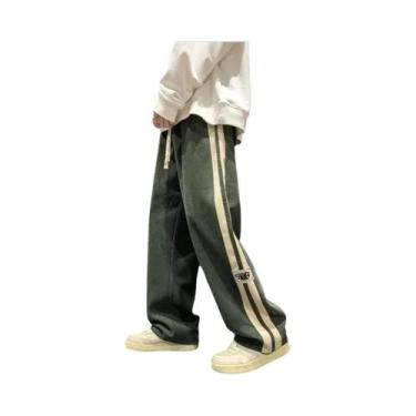 Imagem de Calças Jogger De Corduroy De Perna Larga Para Homens, Moda Casual De P