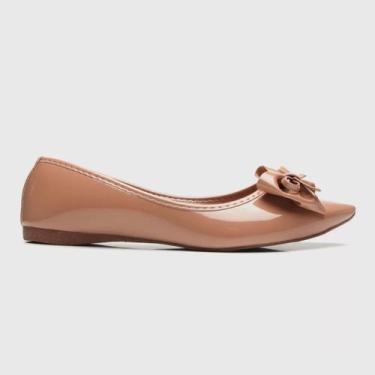 Imagem de Sapatilha Fem Bico Fino Addan 1156-4, Verniz, Taupe, 35