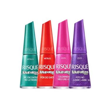 Imagem de Kit Esmaltes Risqué Lolla palooza 10 Cores Risqué Esmalte Glitter Coloridos (4 Cores)
