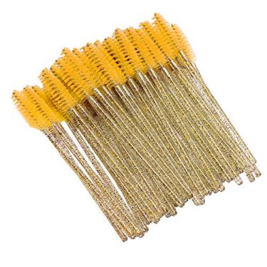 Imagem de Cosiki Conjunto de Escovas Descartáveis ​​para Cílios, 50 Peças de, Design Espiral Flexível para Fácil Aplicação de Rímel Nos Cílios (Amarelo)