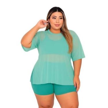 Imagem de Blusa Tule Feminina Fitness Academia PLus Size Verde Oliva-Feminino