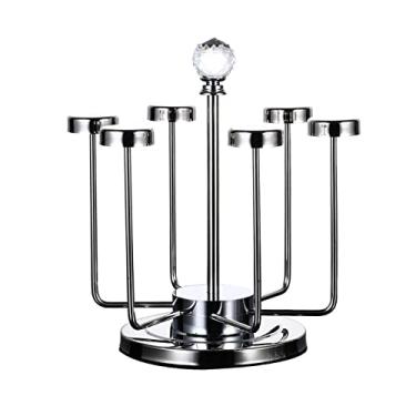 Imagem de Suporte de copo de aço inoxidável suporte de copo de água rack de drenagem para casa prateleira de chá prateleira de secagem de copos armazenamento (prata 23 x 25,5 cm)