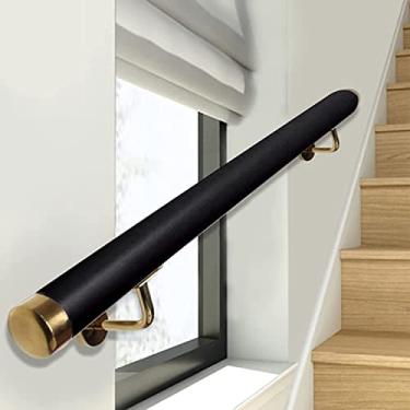 Imagem de Corrimãos redondos antiderrapantes de PVC com tampas e suportes dourados Barra de apoio auxiliar de segurança para idosos com deficiência