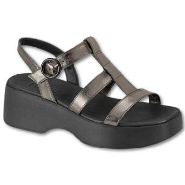 Imagem de Sandália Plataforma Alta Feminina Moleca 5503.101 Metalizado Premium-Feminino