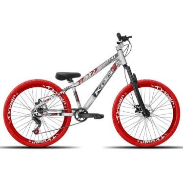 Imagem de Bicicleta aro 26 KOG Freeride Kit Single Pneus Flame, Prata com vermel