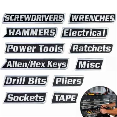 Imagem de Sqsxgz Etiquetas magnéticas para caixa de ferramentas pacote com 12 - Etiquetas de organização de ferramentas impressas em 3D, com suporte magnético forte | para organização de ferramentas, carrinhos