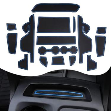 Imagem de Tapetes de slot Ranger Raptor 2025 2024 para console central, forro de porta para acessórios Ford Ranger 2024, 2024 2025, 2025 XL/XLT/Lariat/Raptor, tapetes antiderrapantes azul, 17 peças/conjunto