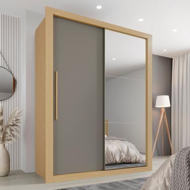 Imagem de Guarda-roupa Solteiro com Espelho 2 Portas 2 Gavetas Costa Rica Jequitibá/Granizo