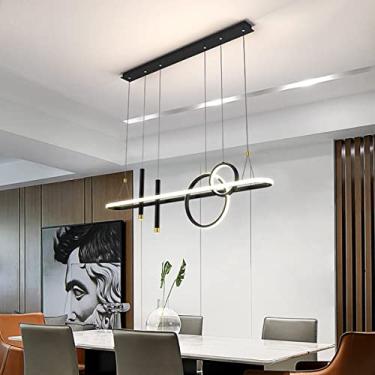 Imagem de Luminária pendente de LED para mesa de jantar, sala de estar, com intensidade ajustável e controle remoto, design criativo para mesa de jantar e sala de jantar (preta)