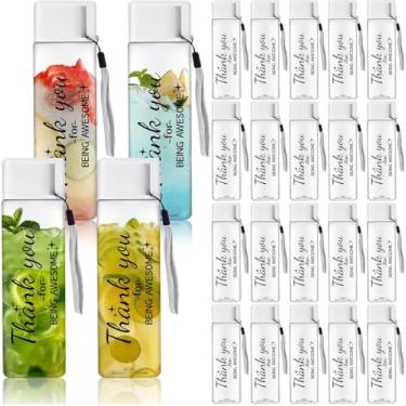 Imagem de Komphy 24 garrafas de água de agradecimento a granel, garrafa de água de plástico de 500 ml com tampas e cordões, copo reutilizável, presentes de agradecimento para professores, enfermeiras, colegas