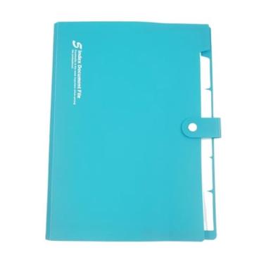 Imagem de Organizador de arquivos A4 PP pasta documentos organizados de encaixe sacos de armazenamento 5 camadas pasta de arquivo expansível material de escritório (azul)