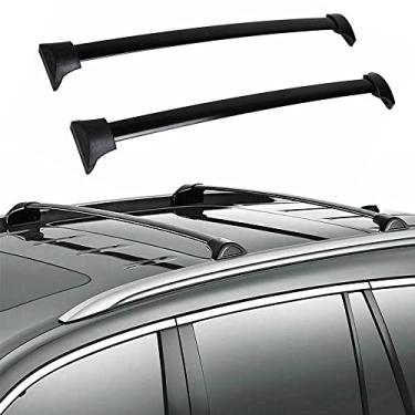Imagem de 2 barras transversais de bagageiro de tejadilho para Acura MDX 2014-2021 Alumínio - Preto