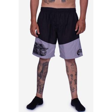 Imagem de Bermuda Compton Tactel Gangsta Woodcut Preto/Cinza-Masculino