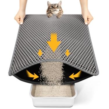 Imagem de Conlun Tapete de areia para gatos Tapete de armadilha de areia para gatos, design de camada dupla de favo de mel, material à prova de urina e água, controle de dispersão, menos desperdício, mais fácil