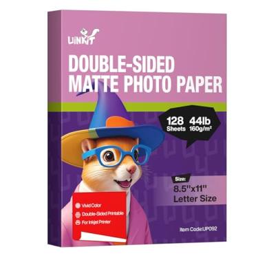 Imagem de Uinkit Papel fotográfico profissional fosco dupla face, 20 kg, 160 g/m2, 128 folhas, secagem instantânea, adequado para todas as impressoras de tinta
