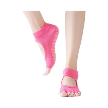 Imagem de Meias De Pilates E Yoga Femininas Antiderrapantes Com Cinco Dedos, Sem