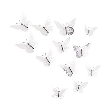 Imagem de 12 Peças Adesivos de Parede Borboleta 3D com Recorte Decorativo Removível para Arte DIY Decoração Geladeira Festas Temáticas Casamentos Quarto Criança