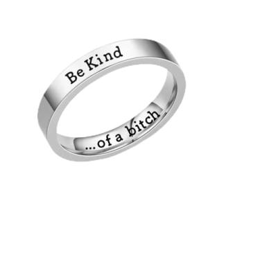 Imagem de Be Kind Of A Bitch Anel de Amizade Inspirador Amizade Empilhável Aço Inoxidável Gravado Anel Motivacional Joia Amizade, 6, Cobre, não