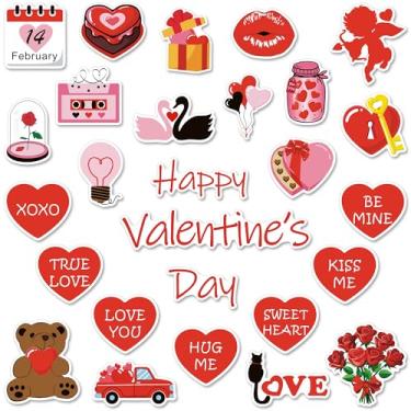 Imagem de ZCCLINN Ímãs de geladeira de coração dos namorados - 27 peças decoração de adesivo magnético de geladeira de carro feliz dia dos namorados, decoração doce para sala de aula, quadro de avisos, garagem