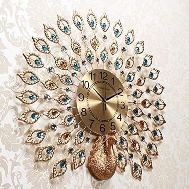 Imagem de U5GAAALPPQ9 Relógios pendurados criativos, arte pavão 3D, decoração de parede, relógios de sala de estar, relógio de parede mudo minimalista europeu moderno