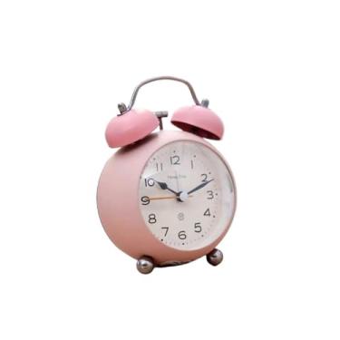 Imagem de Despertador analógico Relógio rosa para quarto, despertador analógico operado por bateria, para cama, sala de estar, estudo, dormitório escolar, mesa