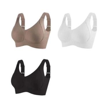 Imagem de Sutiãs Sem Fio Push up Para Mulheres 3PCS Confortáveis E Ajustáveis Pa