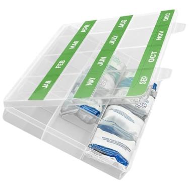 Imagem de Organizador de lembretes mensais para limpeza de tablets, 12 compartimentos etiquetados para máquina de lavar, máquina de lavar louça, descarte de ralo e suporte de cápsulas de limpeza de máquina de