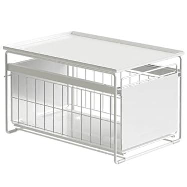 Imagem de Prateleiras flutuantes, organizador para banheiro/cozinha, organizadores sob armário e armazenamento multiuso sob armário (cor: preto, tamanho: 40,5 x 27,7 x 25 cm) (cor: preto) (cor: branco, tamanho: