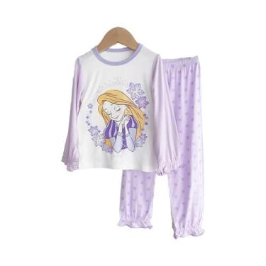 Imagem de Conjunto De Pijamas De Sereia Para Meninas, Algodão, Estampa De Desenh