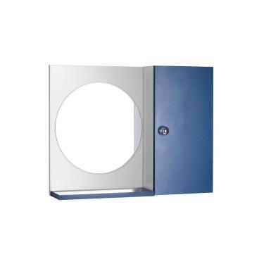 Imagem de Espelho Redondo para Banheiro com Armário Azul