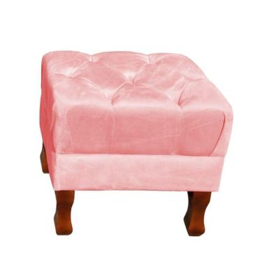 Imagem de Puff Decorativo Retrô Luis Xv Quadrado Em Capitonê Suede