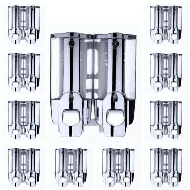 Imagem de Dispenser Duplo Kit 16Uni Alcool Gel Shampoo SaboneteLiq