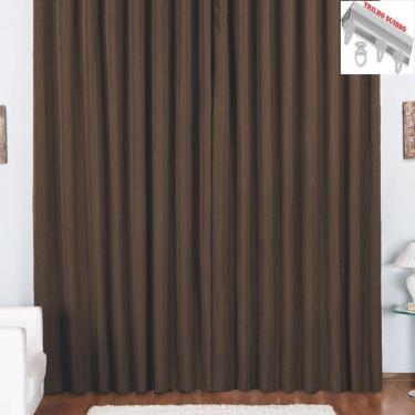 Imagem de Cortina Pryme 4 Metros Sala Quarto Em Oxford Para Trilho Suisso - Tabaco