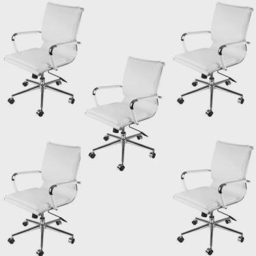 Imagem de Kit 5 Cadeiras para Escritório Diretor Design Italiano Estofada em Corino 3304